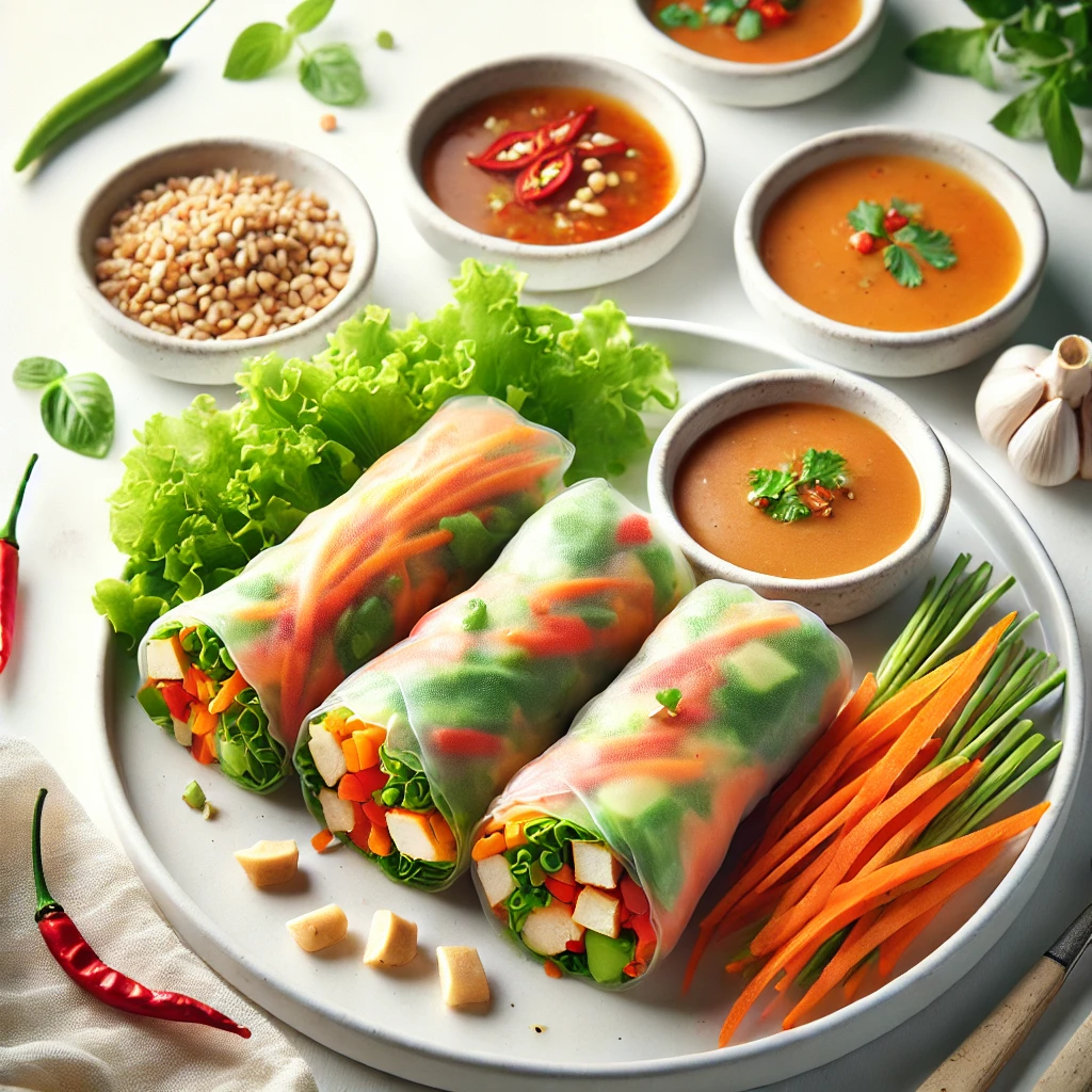 Thai Fresh Spring Rolls with Spicy Peanut & Tamarind Sauce – A Fresh ...